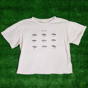 Baby Pink Graphic Tee Vintage Cars